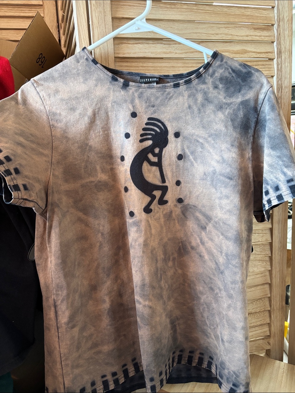 Silver For Het  Tie-Dye Kokopelli Crewneck Tee Medium